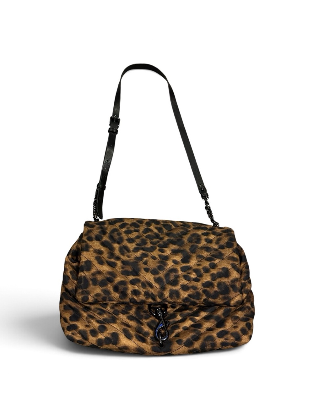 Rebecca Minkoff Leopard Print Quilted Shoulder/Crossbody Bag Brown Black R $228